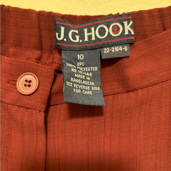 J. G. Hook W Size 10 Maroon Long Sleeve Shawl Collar Double Breasted Pantsuit - Picture 6 of 12